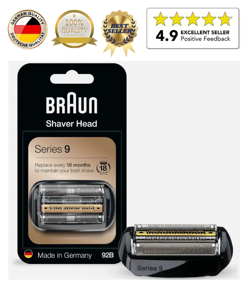 Original Braun Series 9 92B Ersatz-Set mit Scherkopf Ersatzscherkopf Rasiere DE-