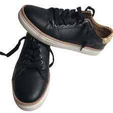 Natural Comfort Black Leather Women's Shoes Size 39  Leopard Back Design 