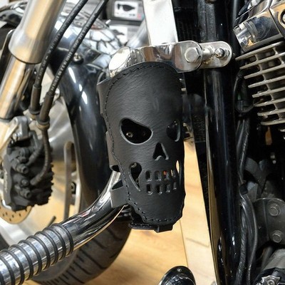 Motorrad Biker Real Leder Cup Drink Can Flaschenhalter Mit Skull Geschenk NICE
