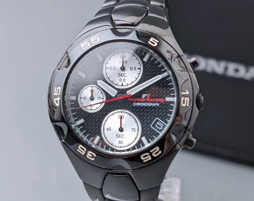 SEIKO Honda Racing VD57-D051 Chronograph Black Dial Quartz Men's Watch Vintage