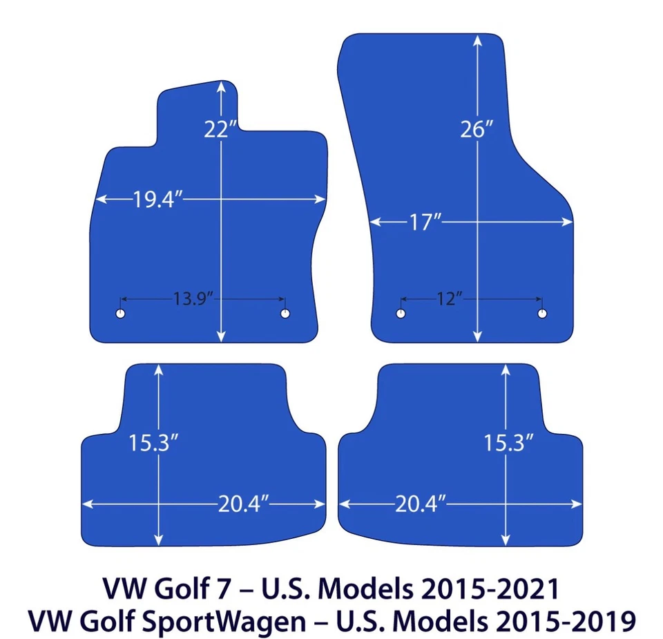Alfombrillas de terciopelo para Volkswagen Golf 7 y Golf SportWagen 2015-2021 - negras Foto 2 de 4