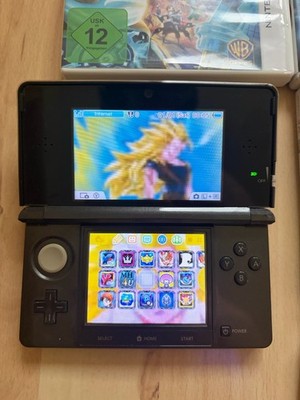 Nintendo 3DS Konsole schwarz gemoddet mit vielen Spielen