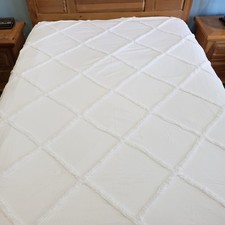 Peri Home Duvet Cover King Cotton White Chenille Tufted Textured Farmhouse