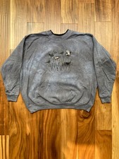 Vintage Morning Sun Embroidered and Printed Birds Blue/Grey Sweatshirt SZ PL