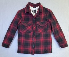 Dravus Shirt Jacket Boys Small Red Plaid Sherpa Lined Flannel Coat Warm Winter
