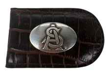 Arizona State Sun Devils Genuine Leather Money Clip in Brown-Enmon-New in Tin