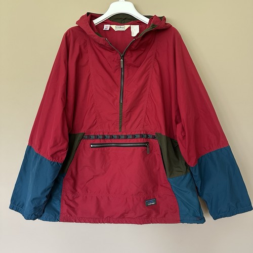 Vintage LL Bean 90s Colorblock Windbreaker Jacket Pullover Half Zip Men XL -XXL