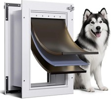 Heavy Duty 3-Flap Doggie Door  Aluminum Wall-Mount Pet Door with Magnetic Seal