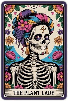 Sugar Skull La Catrina Calavera Tin Metal Signs Home Décor 8x12