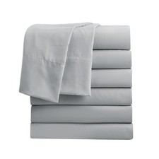 6-Pack Light Grey Twin Flat Sheets Only Soft Microfiber Bedding for Home