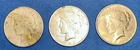 LOT of 3 SILVER Peace Liberty Dollar Coins 1922 1923 1924