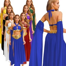 Women Outfits Hollow Out 2-Piece Halloween Dancewear Clubwear Skirt Halter Mesh