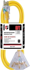 6 Ft 12 Gauge Heavy Duty Extension Cord, 15A 125V 1875W, 3 Outlet Indoor/Outdoor