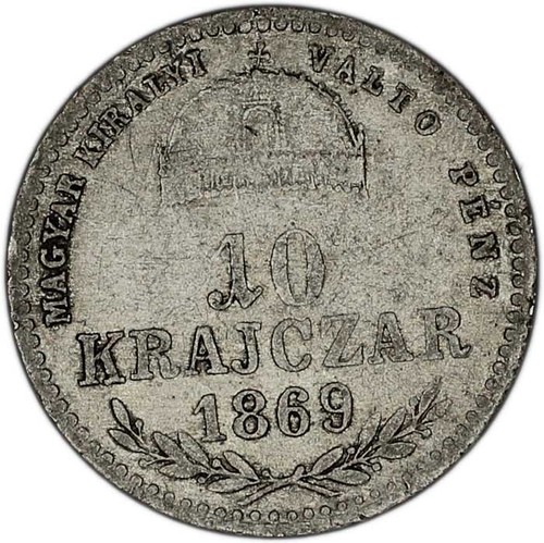 HUNGARY coin 10 Krajczar 1869 GYF F Fine