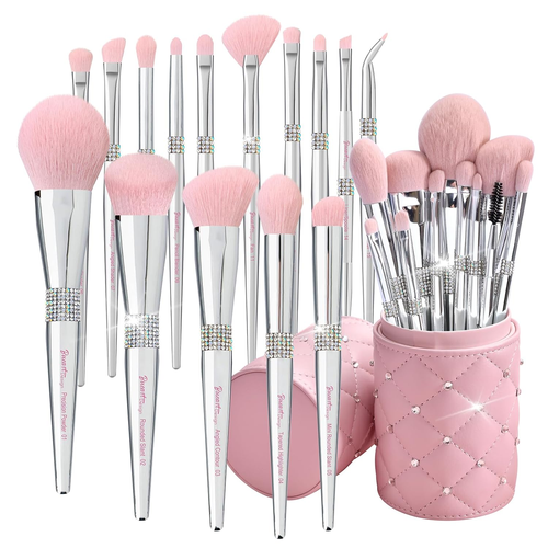 Set 15 brochas maquillaje rosa suave + soporte. Elegantes, etiquetadas. - Picture 12 of 12