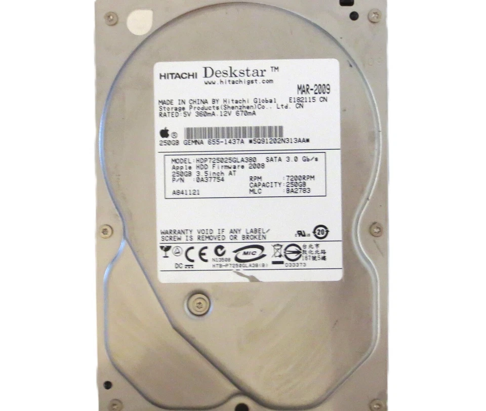 Hitachi HDP725025GLA380 0A37754 BA2783 (5Q9) China 250gb 3.5" Sata HDD 2009 - Image 4 of 4