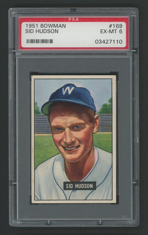 1951 Bowman #169 Sid Hudson Washington Senators Vintage Baseball Card PSA 6