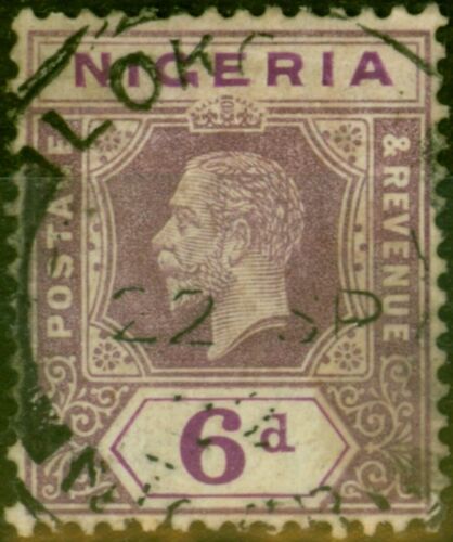 Nigeria 1921 6d Matte Lila & Hell Lila SG25 Gefärbt I Gut Gebraucht - Bild 1 von 1