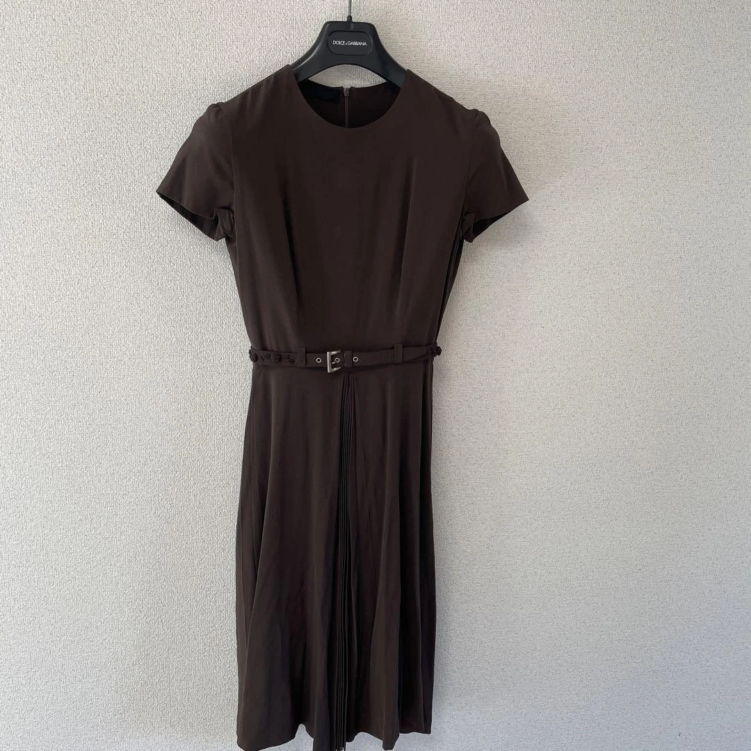 Autentico abito donna PRADA in seta al ginocchio con cintura rimovibile