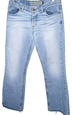 American Eagle Outfitters Womens Flare Stone Washed Jeans Denim Size 8 Button Up