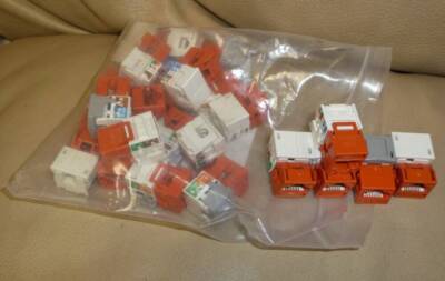 (24) Lucent AT&T MPS100E CAT 5e UTP Data Jack Orange Systimax Used