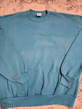 Vintage 90s Jerzees Blank Crewneck Sweatshirt Forest Green Size XL DISTRESSED