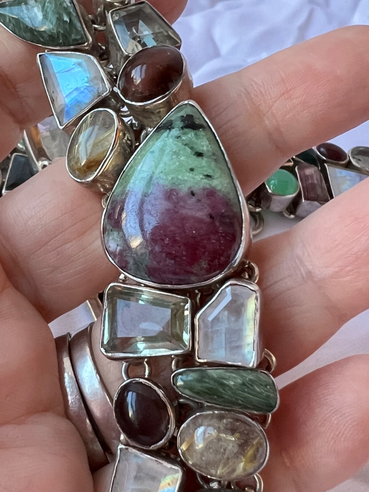 MOONSTONE TOPAZ QUARTZ RUBY LABRADORITE NECKLACE … - image 15