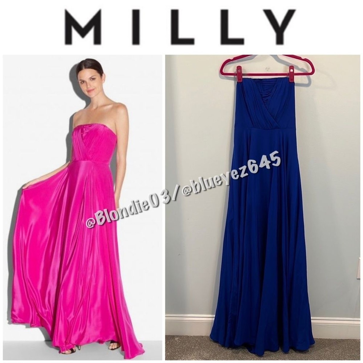 Milly “Monica” silk shirred-bodice maxi dress
