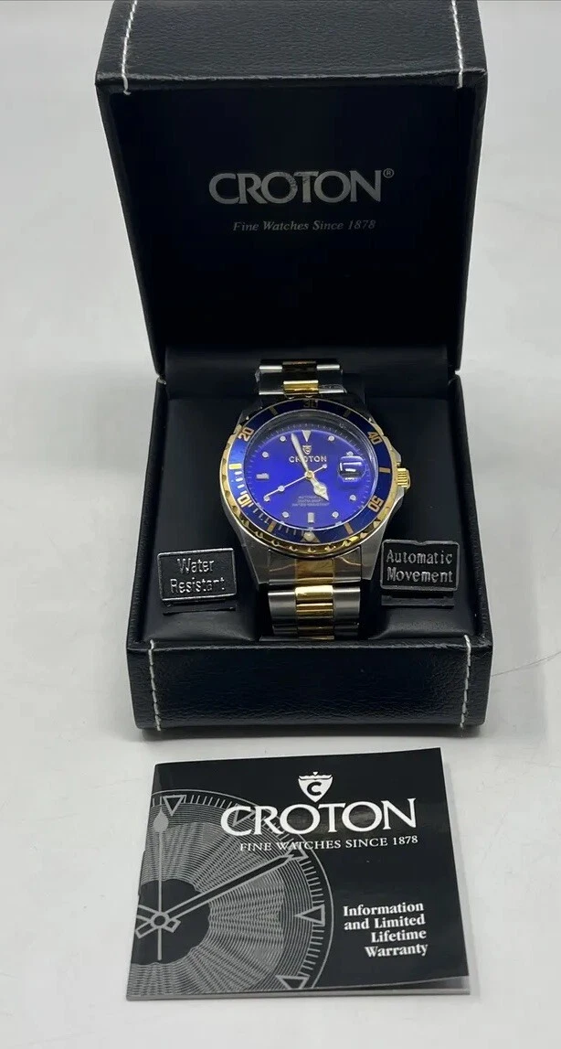 CROTON Automatic DIVER 20ATM 660FT Calendar Stainless Steel Watch