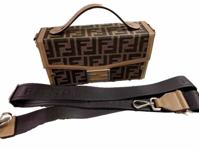FENDI SOFT TRUNK Baguette With Tags Zucca Leather And Fabric