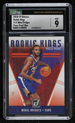 2018 Panini Donruss Basketball Press Proof Blue Mikal Bridges #15 CGC 9