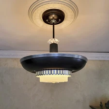 644c Vintage antique Ceiling Light Lamp Fixture diner Chandelier  30's  40's