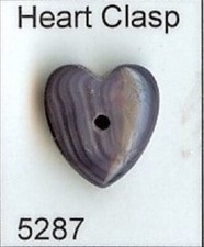 5287 Heart Clasp Wampum Bead Quahog Face Drilled