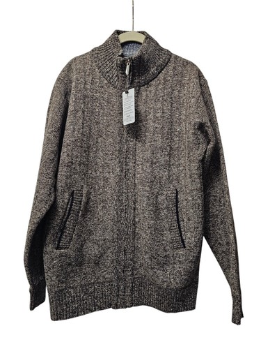NWT Men's Full Zip Stand Collar Knitted Sweater with Pockets & Lining Small - Picture 8 of 11