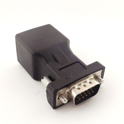 DB15 VGA Male to RJ45 Female Extender Connector CAT5 5e 6 Network Cable Adapter - Picture 1 of 8