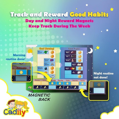 Dry Erase Magnetic Chore Chart for Kids, Toddler Daily Routine Reward Chart, No - Picture 5 of 8