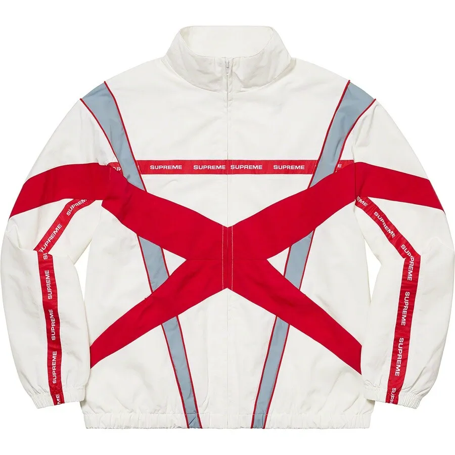 SUPREME Cross Paneled Track Jacket (April 2021) | White / Red w