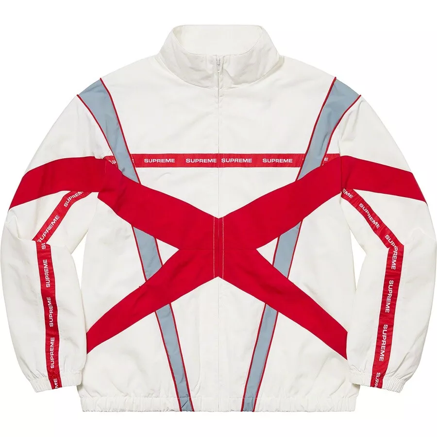 SUPREME Cross Paneled Track Jacket (April 2021) | White / Red w