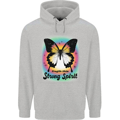 Fragile Skin Strong Spirit Schmetterling Herren 80 % Baumwolle Hoodie