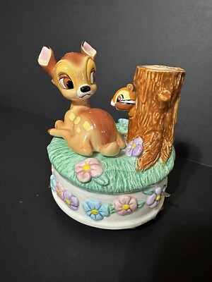Vtg Schmid Bambi Music Box ''It's a Small World'' Music Does Not Play.
