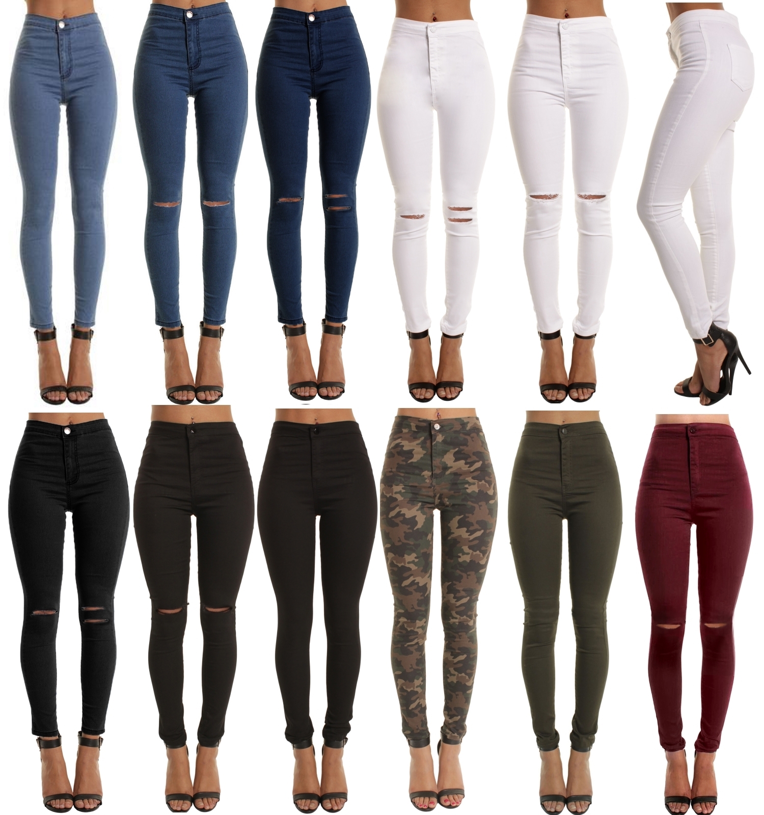 SKINNY HIGH WAISTED JEANS JEGGINGS WOMENS SLIM STRETCHY FULL LENGTH PANTS S  | eBay