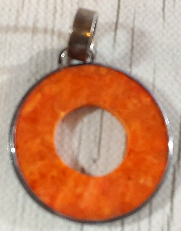 Retired Silpada Sterling Silver Sponge Coral Circle Pendant 1 1/2