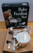 Vintage Leonard Silver Mfg Four piece Baby feeding set- New No. 435