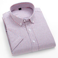 New Men's Dress Shirts Short Sleeves Oxford Cotton Summer Casual Shirts Tops