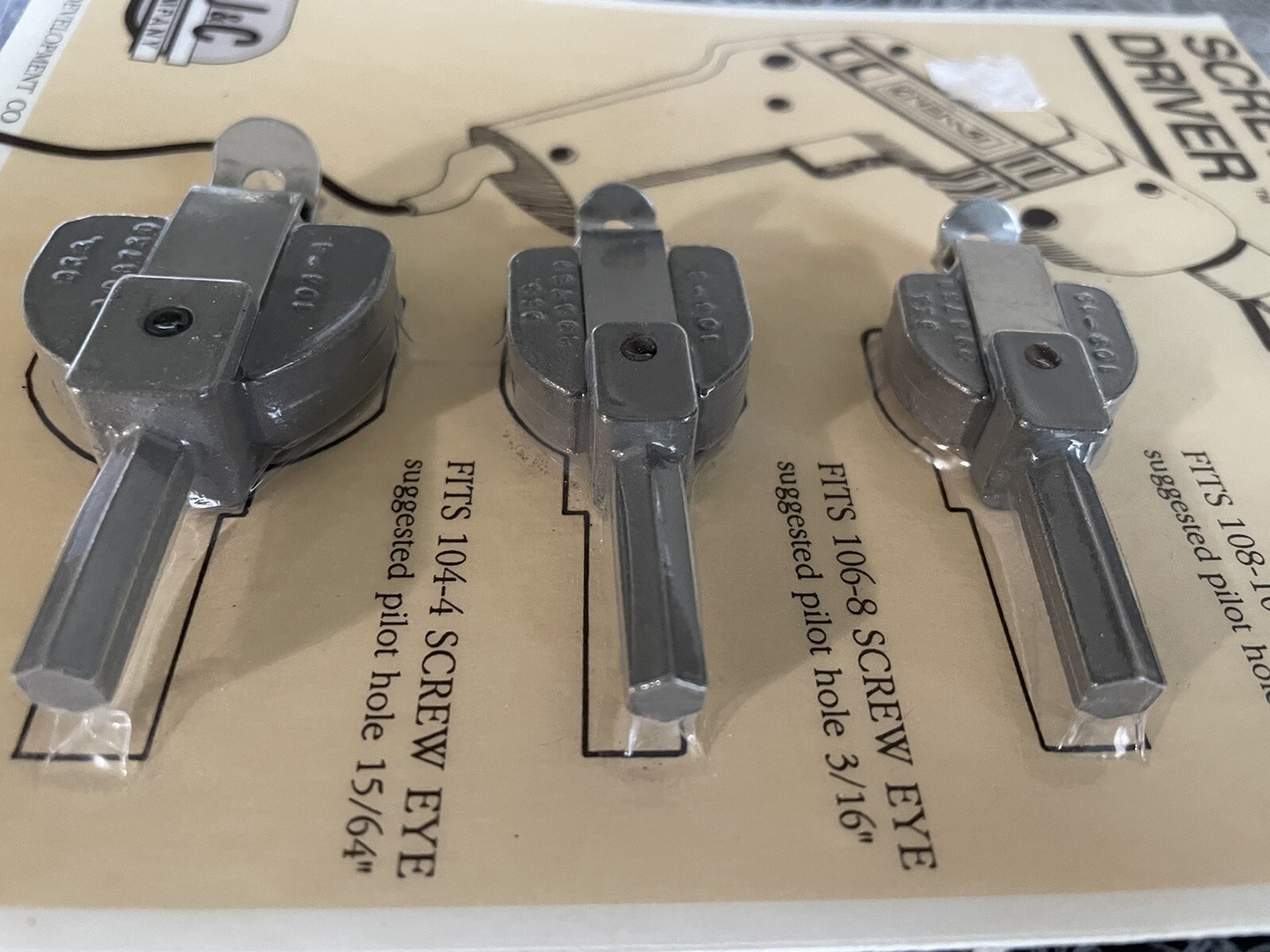 Set Of 3 Screw Eye Driver Adapters 1044, 1068, 10810 Made In USA