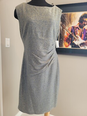 NWT Donna Morgan Blue/Gold  Party/Cocktail/ Dressy Sheath Dress Size 14