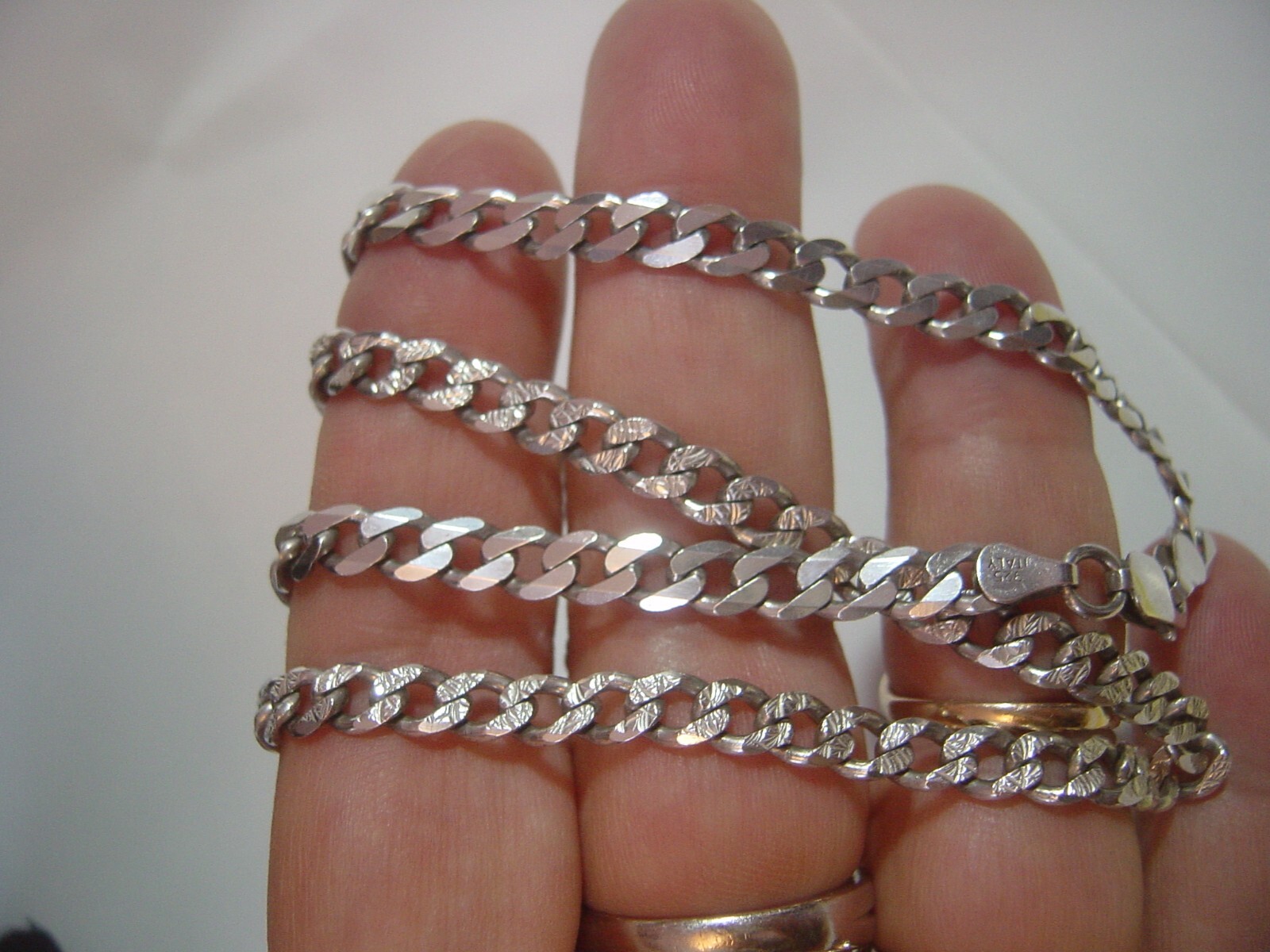 superb Solid Silver 20.5" curb necklace-vintage-b… - image 9