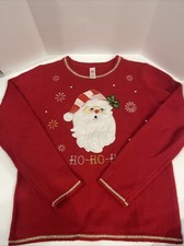 Happy Santa Red Pullover Sweater Size Medium. Read