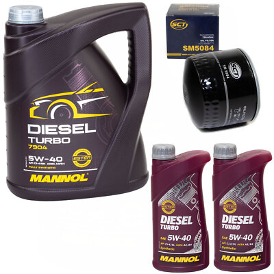 Motoröl Set MANNOL Diesel Turbo 5W40 API 7 Liter + Ölfilter für Fiat Ducato Bus 