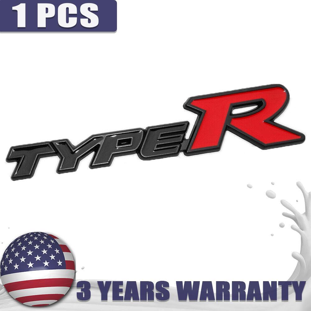 1pc Black & Red Type R Racing Sport Rear Tailgate Emblem Badge Metal ...